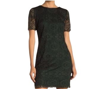 Laundry By Shelli Segal women’s Black Lace Short-Sleeve Sheath Dress size 10 nwt